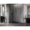 Mexen Lunar cabină de duș semicirculară batantă 70 x 70 cm, transparentă, gun metal - 833-070L-070P-95-00