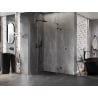 Mexen Lunar cabină de duș semicirculară batantă 70 x 70 cm, transparentă, gun metal - 833-070L-070P-95-00