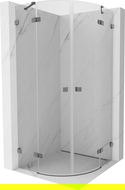 Cabină de duș semicirculară Mexen Lunar cu ușă batantă 80 x 80 cm, transparentă, metal armat - 833-080L-080P-95-00