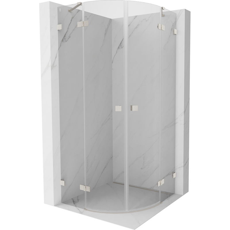 Mexen Lunar cabină de duș semicirculară cu balamale 70 x 70 cm, transparent, nichel periat - 833-070L-070P-97-00