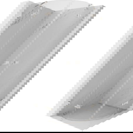 Mexen Lunar cabină de duș semicirculară cu ușă batantă 70 x 70 cm, transparentă, nichel periat - 833-070L-070P-97-00