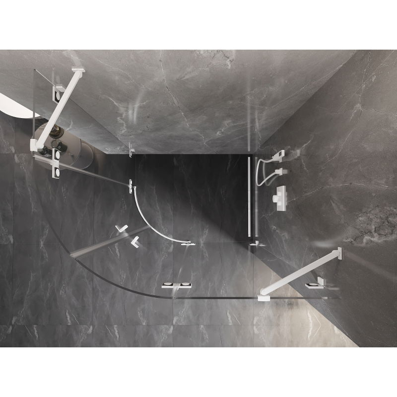 Mexen Lunar cabina de duș semirotundă rabatabilă dreapta 90 x 80 cm, transparentă, albă - 833-090P-080L-20-00