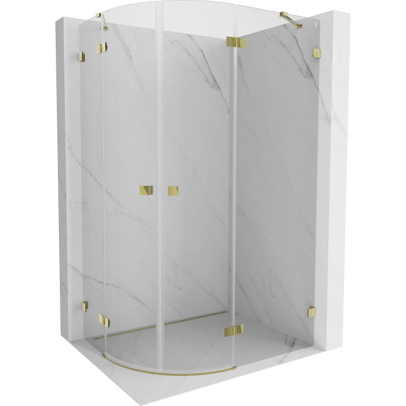 Mexen Lunar cabină de duș semicirculară dreapta 90 x 80 cm, transparent, aurie - 833-090P-080L-50-00