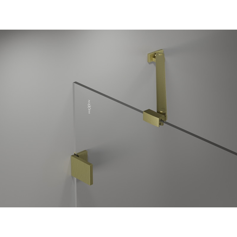 Mexen Lunar cabina de duș semirotundă cu ușă dreaptă 90 x 70 cm, transparentă, auriu periat - 833-090P-070L-55-00
