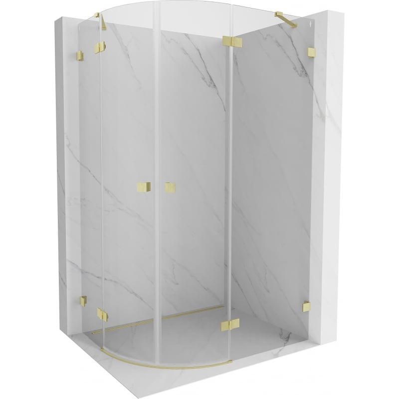 Mexen Lunar cabină de duș semirotundă, deschidere dreapta 90 x 70 cm, transparent, auriu periat - 833-090P-070L-55-00