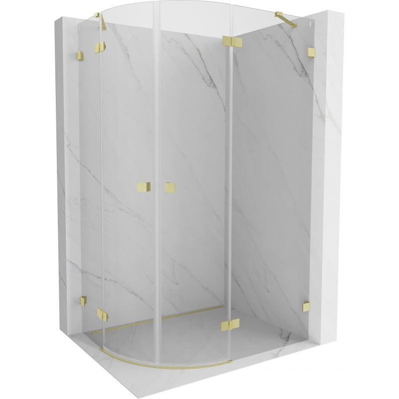 Mexen Lunar cabină de duș semirotundă batantă dreapta 100 x 80 cm, transparent, auriu periat - 833-100P-080L-55-00