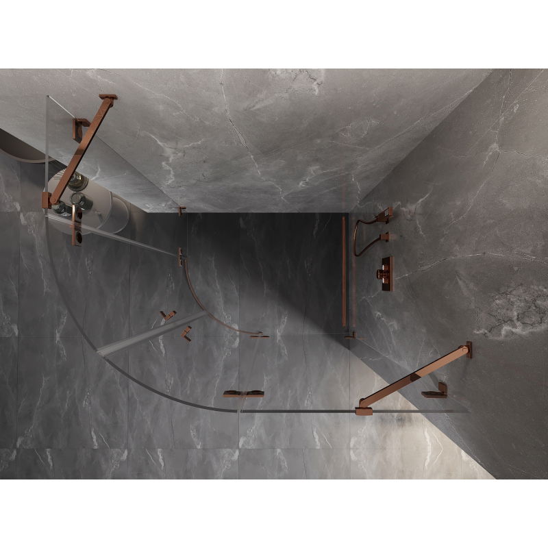 Mexen Lunar félköríves, jobbra nyíló zuhanykabin 80 x 70 cm, áttetsző, rózsaarany - 833-080P-070L-60-00