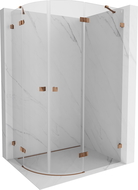 Cabină de duș Mexen Lunar semirotundă cu deschidere dreapta 90 x 70 cm, transparent, aur roz - 833-090P-070L-60-00