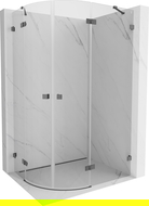 Cabină de duș Mexen Lunar semirotundă, rabatabilă, dreapta, 100 x 70 cm, transparent, gri armat periat - 833-100P-070L-66-00