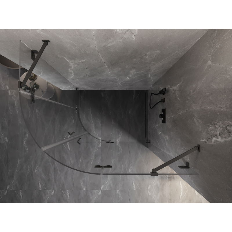 Mexen Lunar cabina de duș semicirculară rabatabilă dreaptă 100 x 70 cm, transparentă, metal gri - 833-100P-070L-95-00