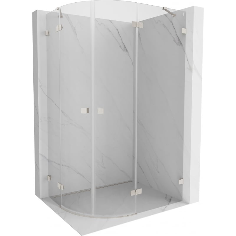 Mexen Lunar cabină de duș semirotundă cu deschidere dreapta 100 x 90 cm, transparent, nichel periat - 833-100P-090L-97-00