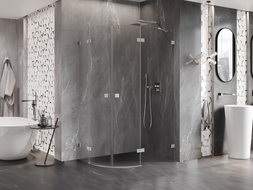 Mexen Lunar cabină de duș semicirculară cu deschidere dreaptă 100 x 90 cm, transparentă, nichel periat - 833-100P-090L-97-00