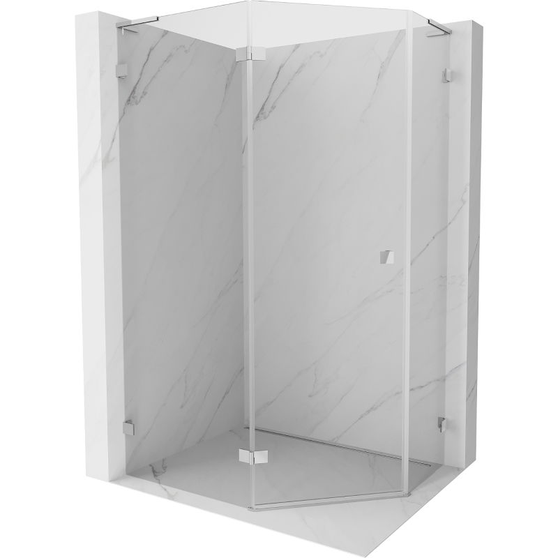 Mexen Lunar L ötszögletű, nyíló zuhanykabin balos 100 x 90 cm, átlátszó, króm - 831L-100L-090P-01-00-L
