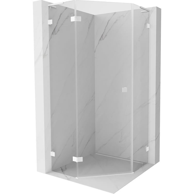 Mexen Lunar L cabină de duș pentagonală pivotantă stânga 80 x 80 cm, transparentă, albă - 831L-080L-080P-20-00-L
