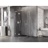 Mexen Lunar L cabină de duș pentagonală pivotantă stânga 80 x 80 cm, transparentă, albă - 831L-080L-080P-20-00-L