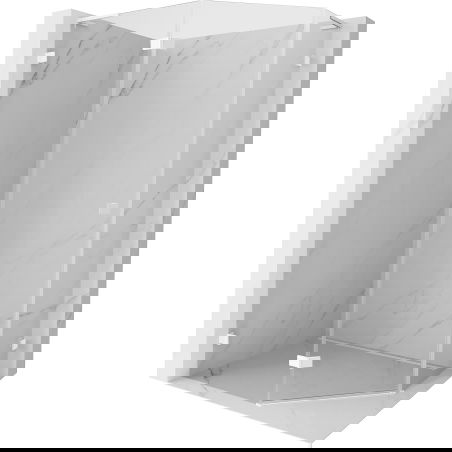 Mexen Lunar L cabină de duș pentagonală cu balamale pe stânga 100 x 80 cm, transparentă, albă - 831L-100L-080P-20-00-L