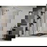 Mexen Roma cabină de duș cu balamale 90 x 90 cm, transparent, Aurie + cadă de duș Flat, Neagră - 854-090-090-50-00-4070G