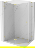 Mexen Lunar L cabină de duș pentagonală pivotantă stânga 100 x 90 cm, transparentă, aurie periată - 831L-100L-090P-55-00-L