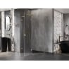 Mexen Lunar L cabină de duș pentagonală pivotantă stânga 100 x 90 cm, transparentă, aurie periată - 831L-100L-090P-55-00-L