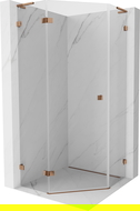 Mexen Lunar L cabină de duș pentagonală cu deschidere stânga 80 x 80 cm, transparent, aur roz - 831L-080L-080P-60-00-L