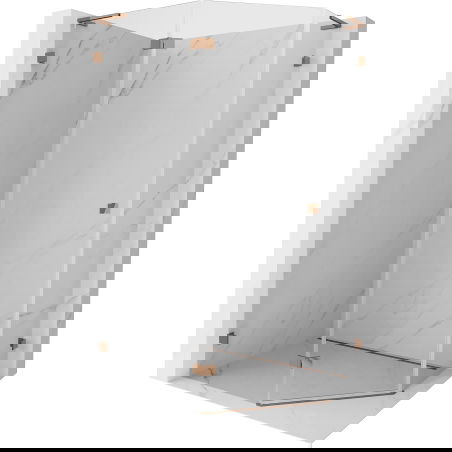 Mexen Lunar L ötszögletű bal nyíló zuhanykabin 100 x 80 cm, átlátszó, rózsaarany - 831L-100L-080P-60-00-L