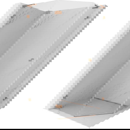 Mexen Lunar L cabină de duș pentagonală cu deschidere pe stânga 90 x 80 cm, transparentă, cupru periat - 831L-090L-080P-65-00-L