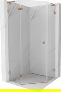 Mexen Lunar L cabină de duș pentagonală cu deschidere stânga 100 x 100 cm, transparent, cupru periat - 831L-100L-100P-65-00-L