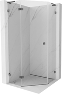 Mexen Lunar L ötoldalú sarokzuhany balra nyíló 80x80 cm, átlátszó, kefe szürke fegyver - 831L-080L-080P-66-00-L
