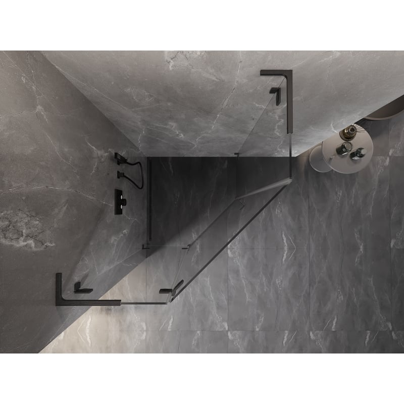 Mexen Lunar L cabină de duș pentagonală rabatabilă stânga 80x80 cm, transparentă, gri armă periat