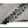 Mexen Roma cabină de duș cu balamale 100 x 90 cm, transparent, Aurie + cadă de duș Flat, Neagră - 854-100-090-50-00-4070G