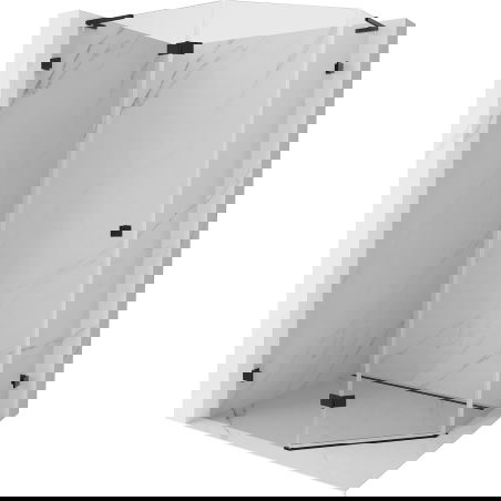 Mexen Lunar L cabină de duș pentagonală cu deschidere stânga 90 x 80 cm, transparentă, neagră - 831L-090L-080P-70-00-L