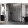 Mexen Lunar L cabină de duș pentagonală cu ușă batantă stânga 90 x 80 cm, transparentă, neagră - 831L-090L-080P-70-00-L