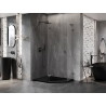 Mexen Lunar L cabina de duș pentagonală pivotantă stânga 90 x 80 cm, transparentă, gun metal - 831L-090L-080P-95-00-L