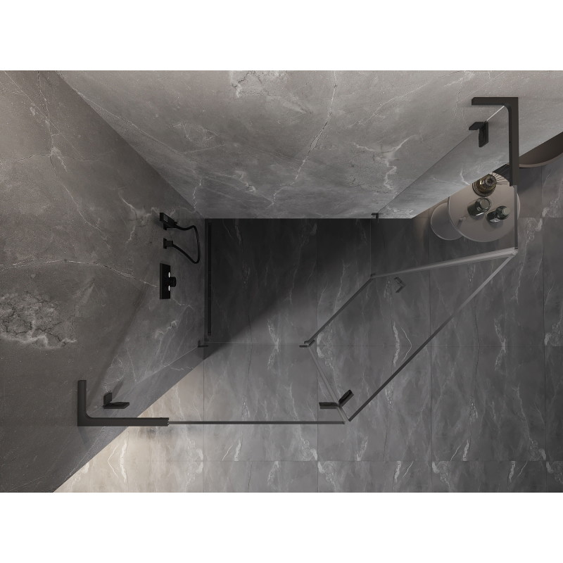 Mexen Lunar L ötoldalú zuhanykabin balra nyíló 90 x 80 cm, átlátszó, pisztolyszürke - 831L-090L-080P-95-00-L
