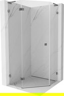 Mexen Lunar L cabină de duș pentagonală pivotantă pe stânga 90 x 90 cm, transparentă, gun metal - 831L-090L-090P-95-00-L