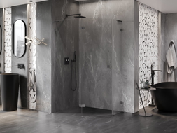Mexen Lunar L ötszögletű alsó zuhanykabin balos 100 x 80 cm, átlátszó, gun metal - 831L-100L-080P-95-00-L