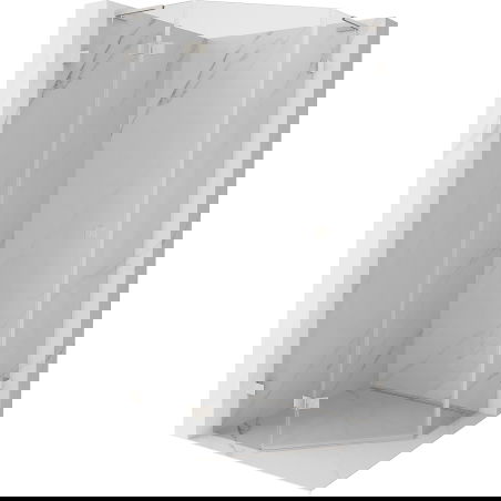 Mexen Lunar L cabină de duș pentagonală cu balamale pe stânga 80 x 80 cm, transparent, nichel periat - 831L-080L-080P-97-00-L