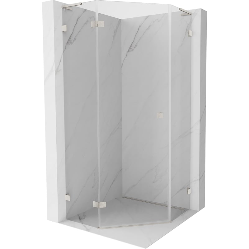 Cabină de duș pentagonală cu deschidere stânga Mexen Lunar L 90 x 90 cm, transparent, nichel periat - 831L-090L-090P-97-00-L