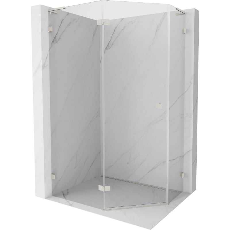 Cabină de duș pentagonală cu deschidere pe stânga Mexen Lunar L 100 x 90 cm, transparent, nichel periat - 831L-100L-090P-97-00-L