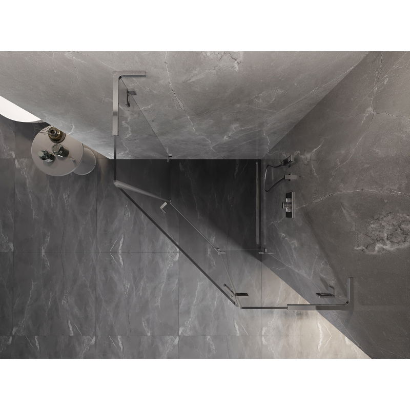 Mexen Lunar L cabină de duș pentagonală batantă dreapta 80 x 80 cm, transparentă, crom - 831L-080P-080L-01-00-P