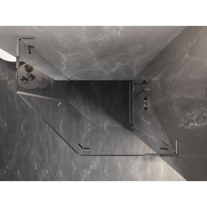 Mexen Lunar L cabină de duș pentagonală cu deschidere dreapta 90 x 80 cm, transparent, crom - 831L-090P-080L-01-00-P