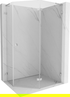 Mexen Lunar L cabină de duș pentagonală pivotantă dreaptă 100 x 80 cm, transparentă, crom - 831L-100P-080L-01-00-P