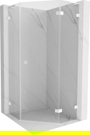 Mexen Lunar L cabină de duș pentagonală rabatabilă dreapta 90 x 90 cm, transparentă, albă - 831L-090P-090L-20-00-P
