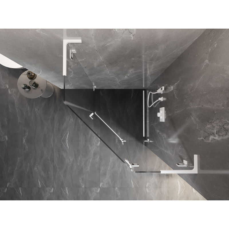 Mexen Lunar L cabină de duș pentagonală, cu deschidere dreapta 90 x 90 cm, transparent, albă - 831L-090P-090L-20-00-P