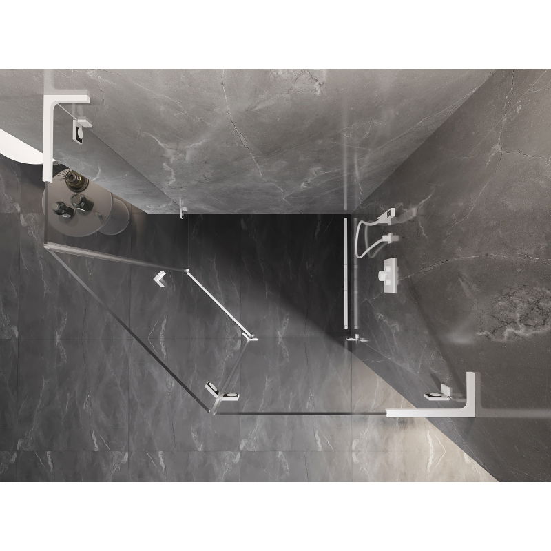 Mexen Lunar L cabină de duș pentagonală cu deschidere dreapta 100 x 90 cm, transparentă, albă - 831L-100P-090L-20-00-P