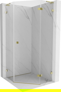 Mexen Lunar L cabină de duș pentagonală cu ușă batantă dreapta 80 x 80 cm, transparentă, aurie - 831L-080P-080L-50-00-P