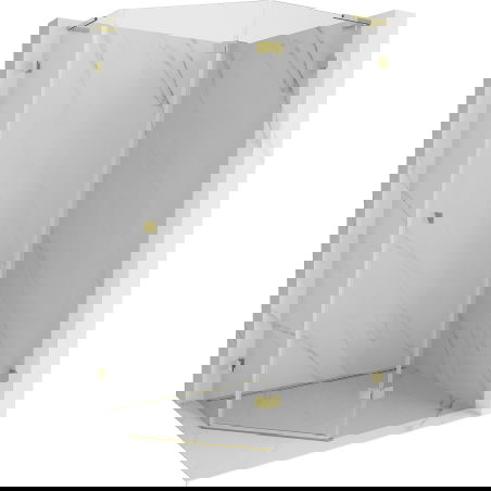 Mexen Lunar L cabină de duș pentagonală cu deschidere dreapta 100 x 80 cm, transparentă, aurie - 831L-100P-080L-50-00-P