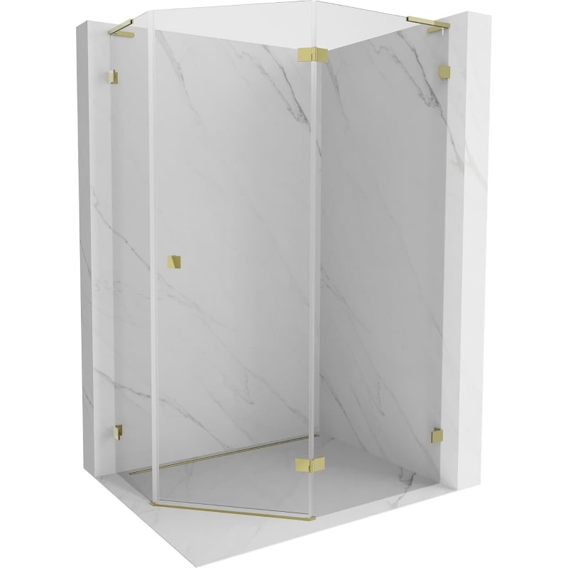 Mexen Lunar L cabină de duș pentagonală cu deschidere spre dreapta 100 x 90 cm, transparentă, aurie - 831L-100P-090L-50-00-P