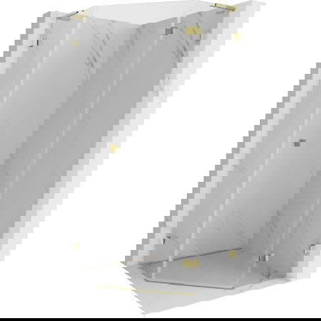 Mexen Lunar L cabină de duș pentagonală, sticlă batantă, dreaptă, 100 x 100 cm, transparentă, auriu - 831L-100P-100L-50-00-P