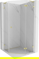 Mexen Lunar L cabină de duș pentagonală rabatabilă dreapta 80 x 80 cm, transparent, auriu periat - 831L-080P-080L-55-00-P